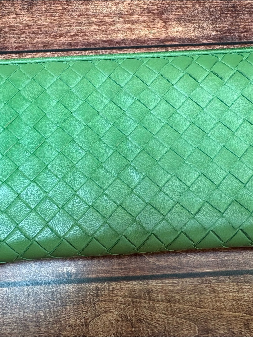 Bottega Veneta Bright Green Intrecciato Leather Wallet